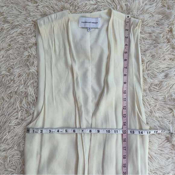 Cupcake and cashmere viscose blend open front long vest pockets ivory size XS - Picture 6 of 9
